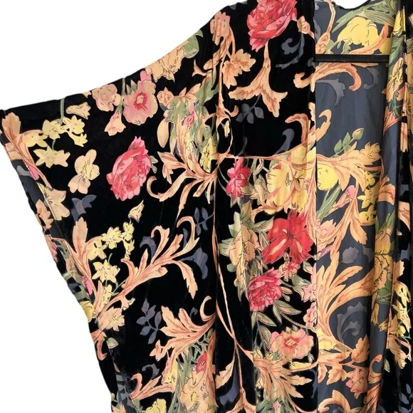 Lovestitch Burnout Velvet Fringe Kimono Stevie Nicks Whimsigoth - Picture 4 of 4